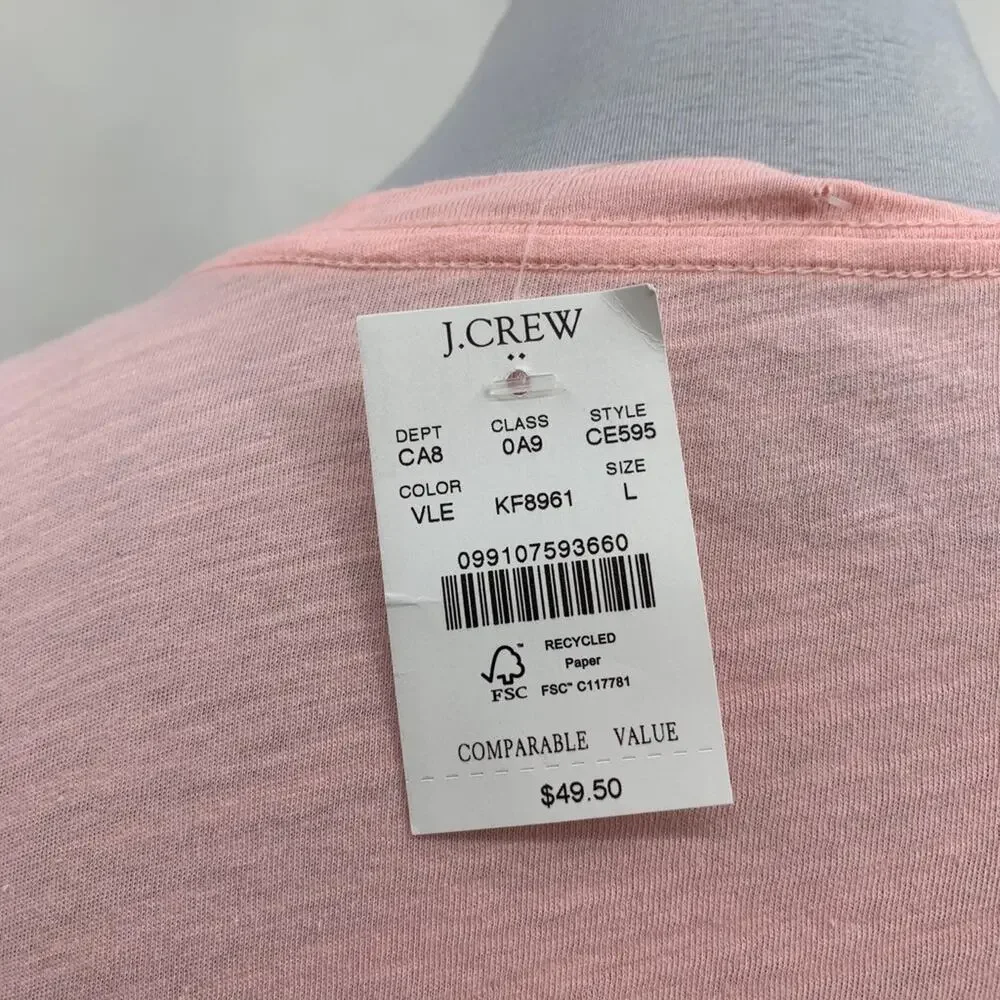 J Crew T Shirt Women L Large Pink Love Letters Graphic Collector Long Sleeve Tee